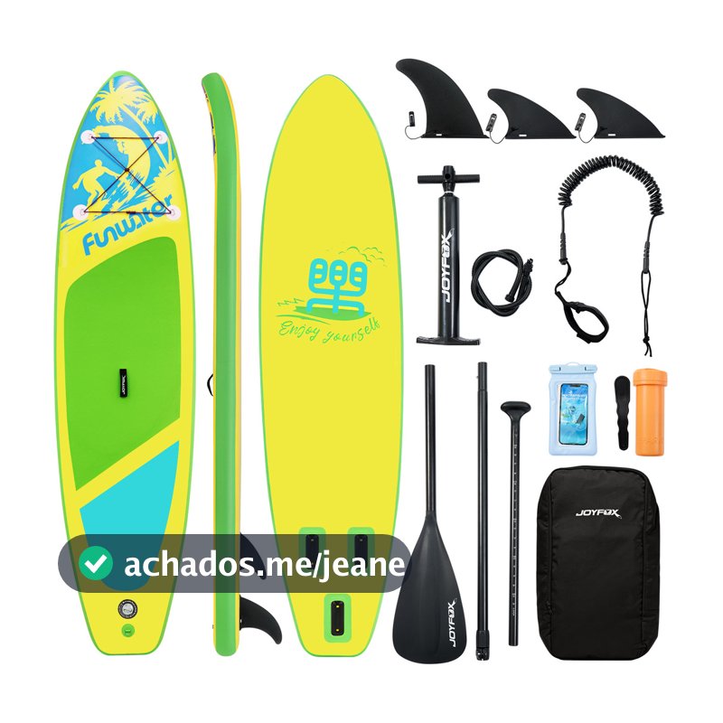 Prancha Stand Up Paddle Sup Inflável Joyfox 320x80x15cm Suporta 278kg Kit Completo Com Remo Bomba