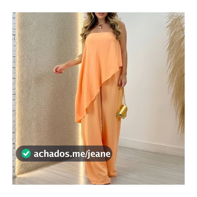 Macacão Feminino Pantalona Duna Longo Assimétrico Tomara que Caia Verão