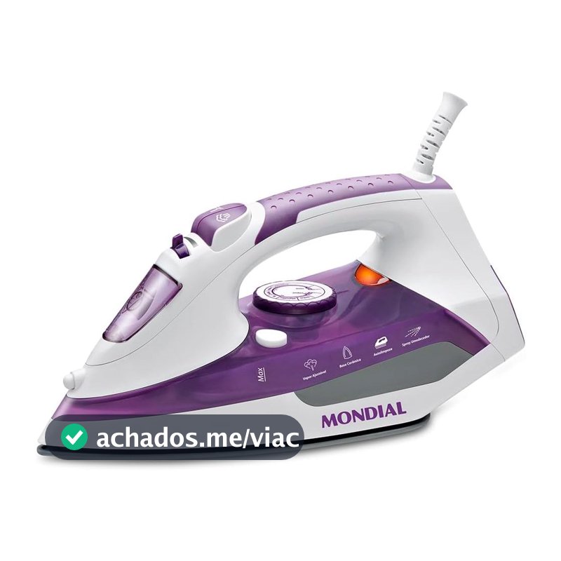 Ferro a Vapor MONDIAL Ceramic Express Branco/Lilás 1200W F-40 - 127V