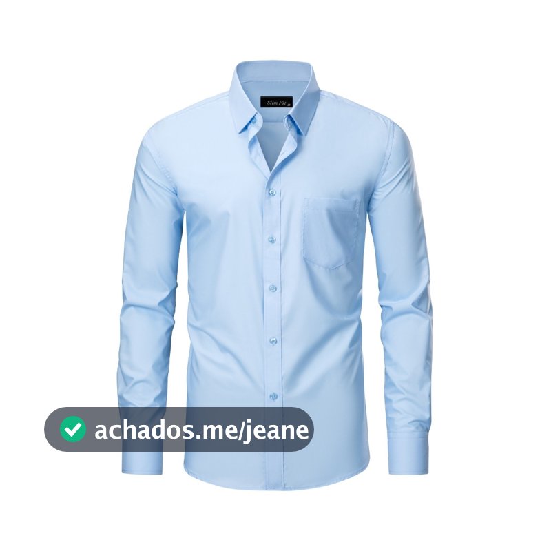 Camisa Social Masculina Slim Fit Manga Longa com Bolso em Viscose Fresca Fácil de Passar e Não Amassa para Escritório e