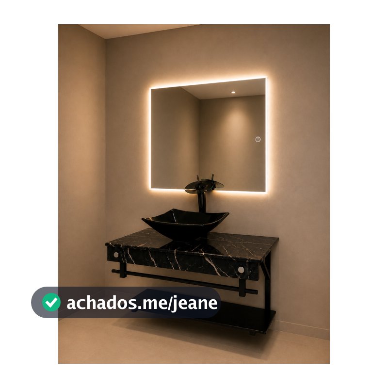 Kit Lavatorio para Banheiro Com Espelho Com Led Touch 40x40 50x40 60x40 Com Cuba Quadrada Moderno Frontal de Luxo Cores