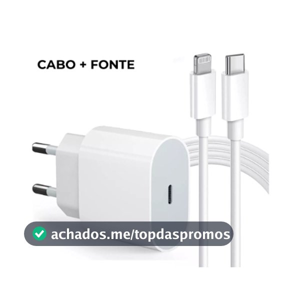 Carregador iPhone Turbo Tipo-C 20W + Cabo Lightining para IPhone Carga rápida