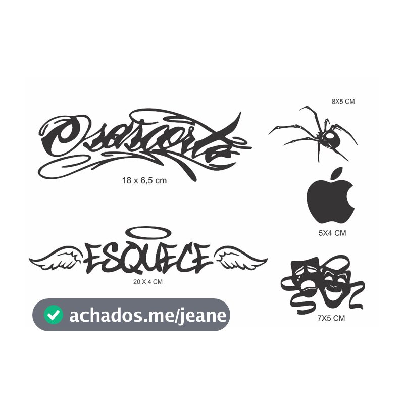 Kit 05 Adesivos OSASCORTE, CHORA AGORA RIR DEPOIS, MAÇA, ARANHA E ESQUECE COM ASA