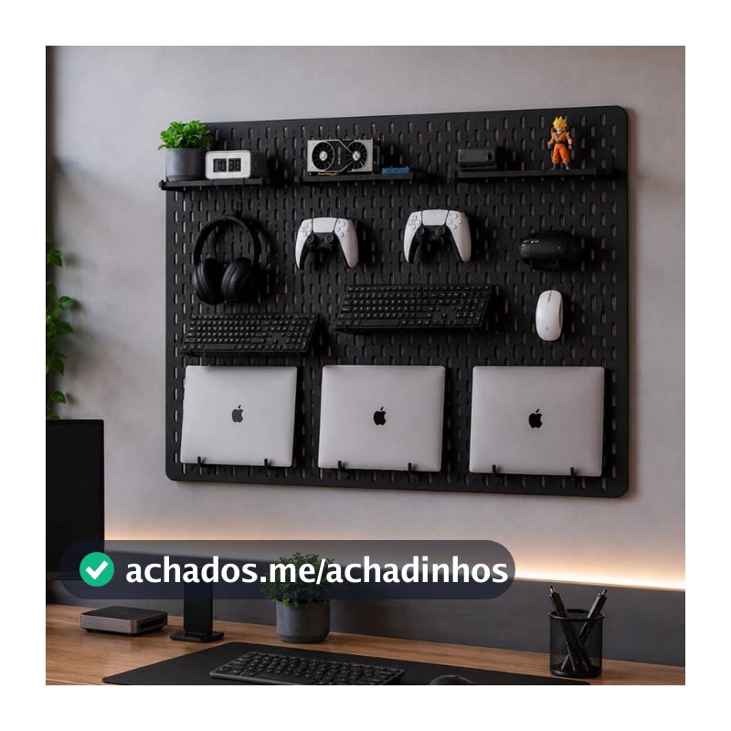 Pegboard G Premium Mdf Setup Gamer Home Office  Preto