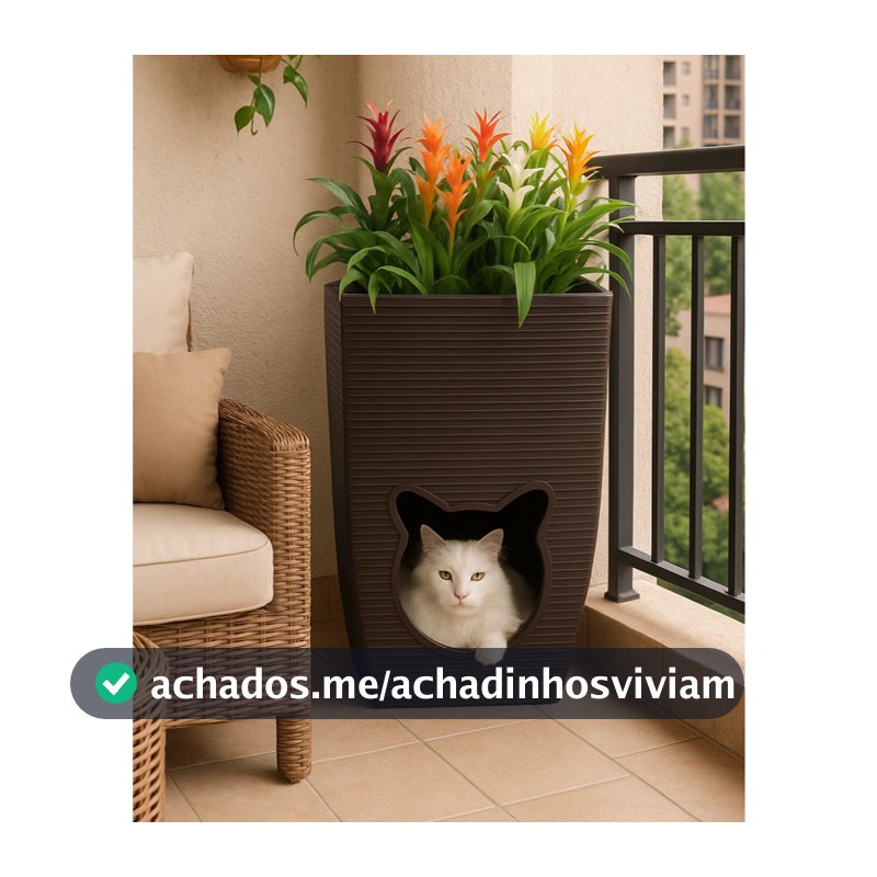 Vaso De Planta CatCave C/ Toca Casinha Cama Gato Pet Cat e Cachorro Pequeno 60x40 Cm + Almofada de Pelucia
