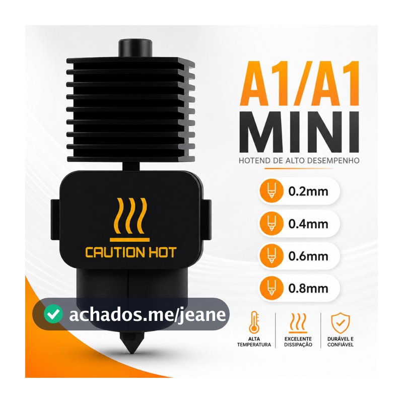 Kit Hotend Completo Para Bambu Lab A1 A1 Mini Bico 0.2 0.4 0.6 0.8mm