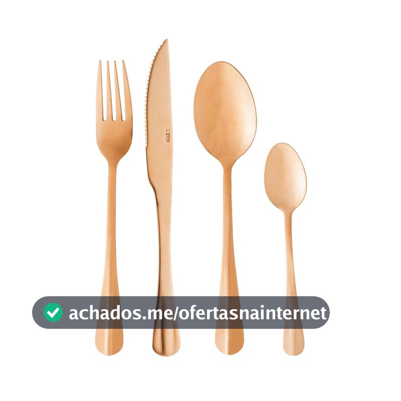 Faqueiro Lyor Positano 24 Peças Aço Inox Rose Jogo de Talheres Completo Garfos Facas Colheres Mesa Posta Jantar Presente