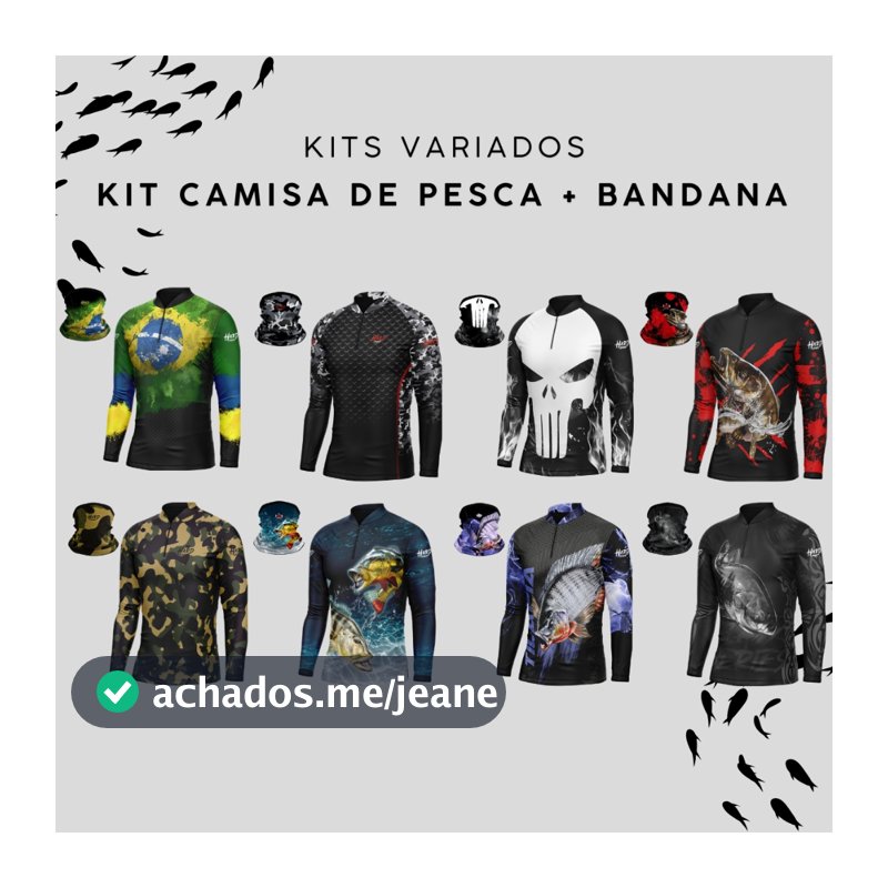 Kit Camisa De Pesca Dry Fit Masculina Manga Longa + Bandana Dryfit Leve e Resistente Com Proteção Térmica Uv50