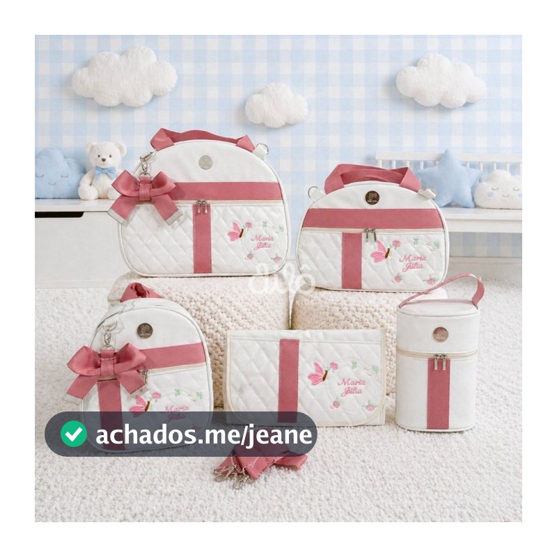 Kit de bolsas personalizadas brasão de borboleta. Conjunto bolsas meninas, Dilô Kids