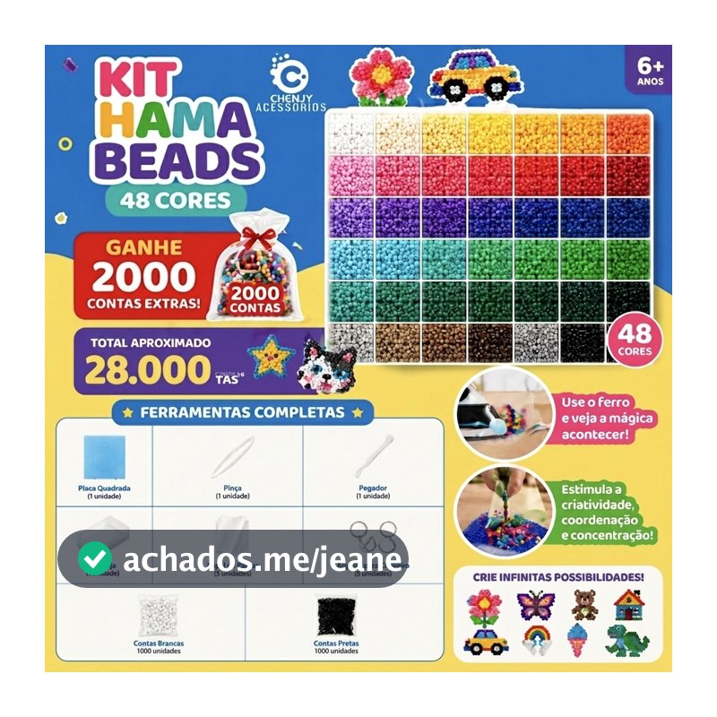Kit Compreto Com Ferramentas 24-48 cores 2.6mm Perler Hama Beads DIY  Envio Imediato