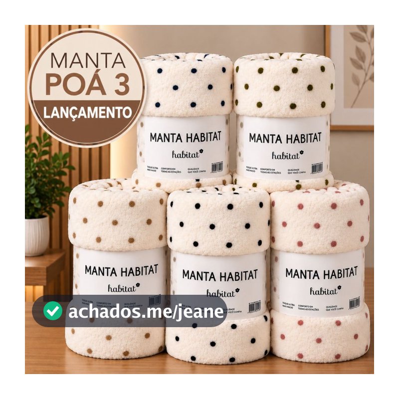 Manta Microfibra Casal Queen King Quentinha Macia Antialérgico Poá 3 Habitat Cobertor Flanelada