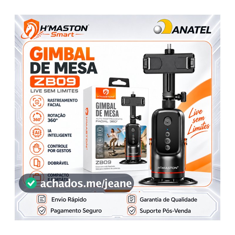 H'maston ZB09 360° Gimbal Estabilizador Celular Suporte Para Celular Gravação Estabilizador De Celular Pau De Selfie