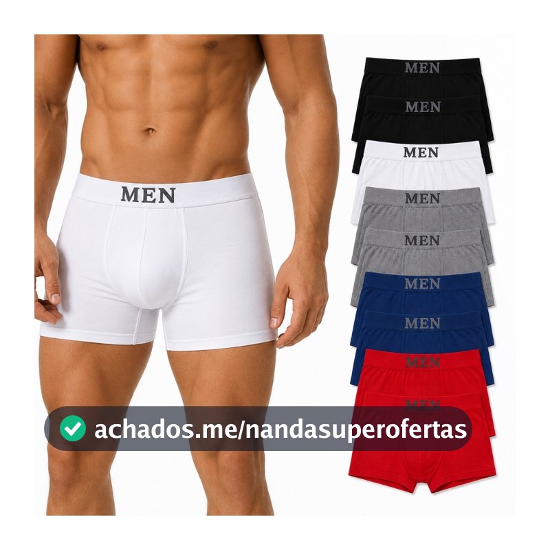 Kit com 8 unidades de cuecas boxer em microfibra, cueca masculina. Cueca boxer masculina P ao GG.