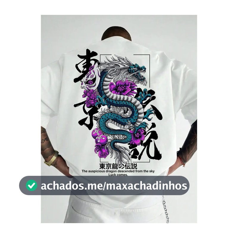 Camiseta Oversized Masculina Tokyo Legend Dragão Algodão Premium