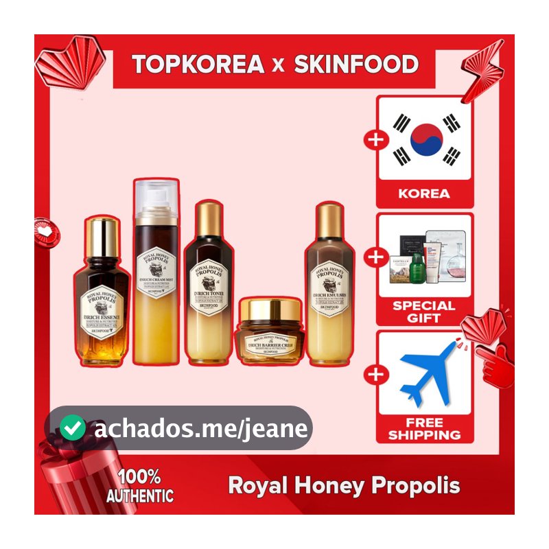 ★ SKINFOOD Royal Honey Própolis Essence Serum 50ml// Névoa 120 ml Toner 160 Creme 63 Emulsão Hidratante E Fortalecedor TOPKOREA/Envio De