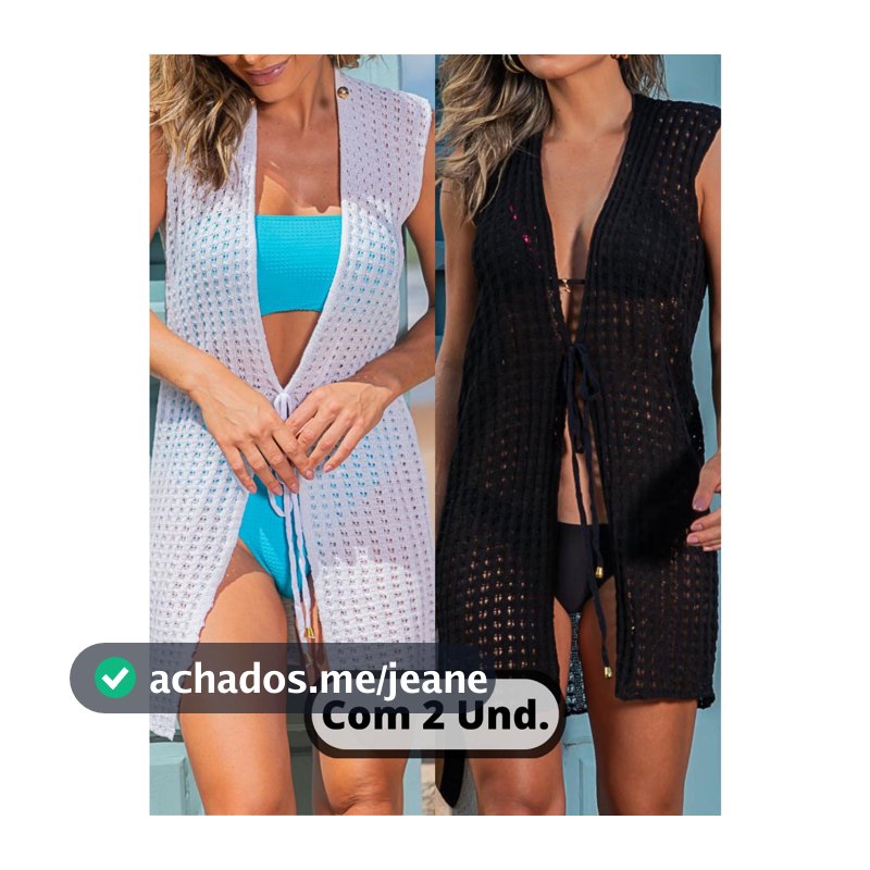 Kit 2 unidades Saida de Praia Tricot Feminina Curta com Cordão CURTA