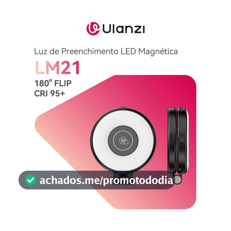 ULANZI LM21 Luz de Preenchimento LED Magnética Portátil, Compatível com MagSafe, Ajuste 180°