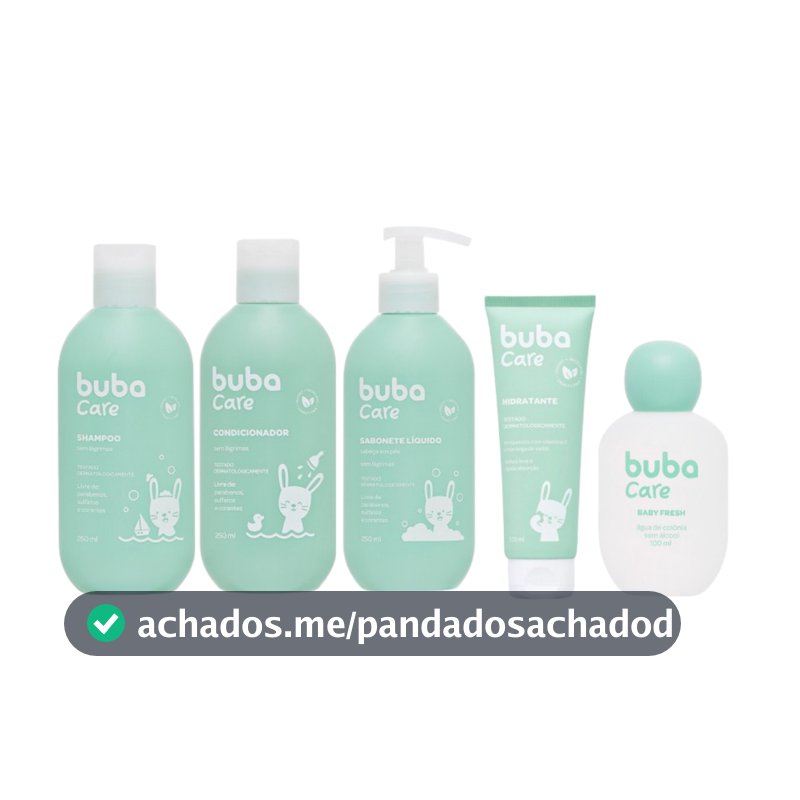 Kit Completo Banho Cuidados com o Bebê Buba Care Hipoalergênico 100% Vegano Infantil