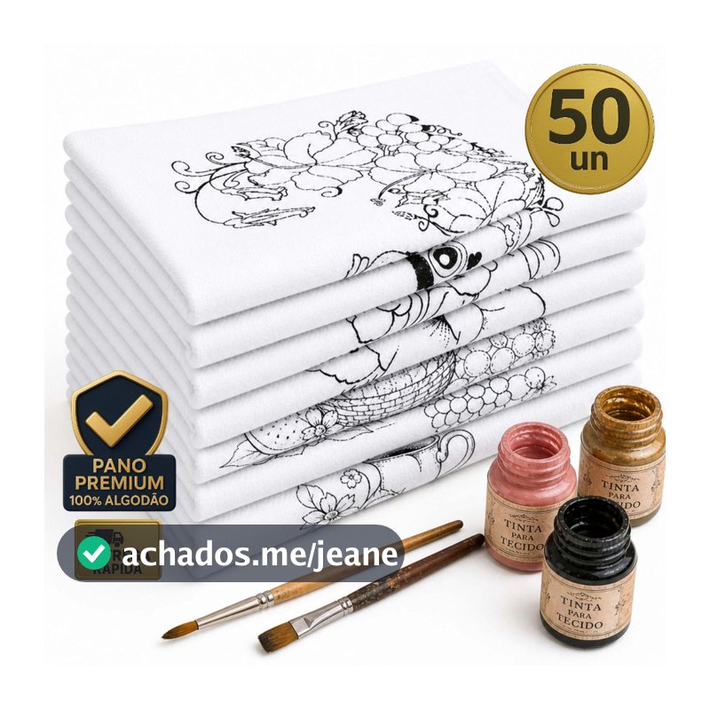 Kit 50 Panos Prato Copa Riscado Pintura Pe Galinha Algodao Artesanato 41x66cm