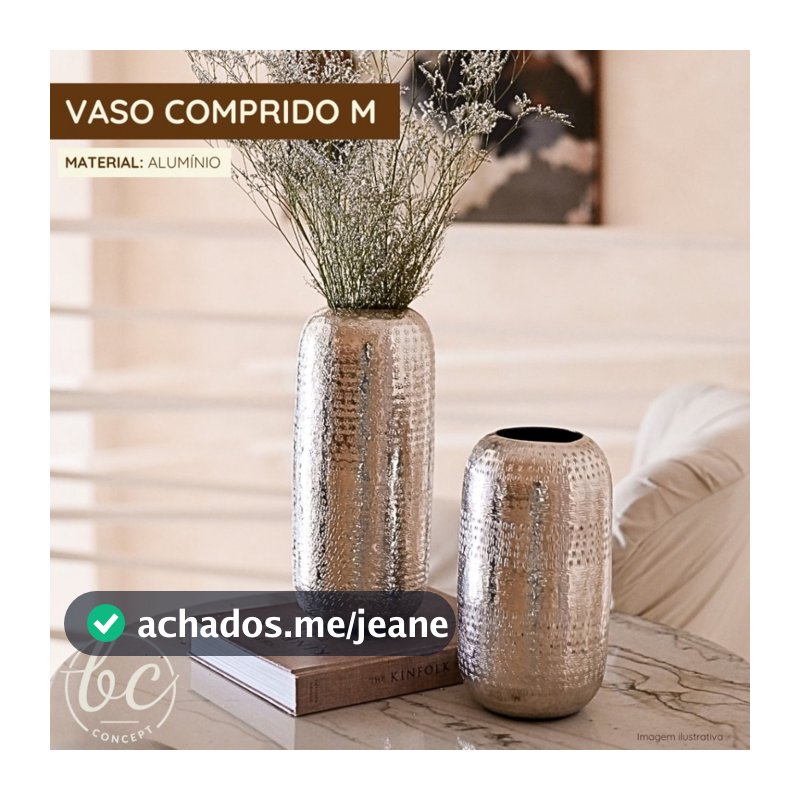Vaso Comprido Alumínio Prata Decoração Estilo Moderno Clean Ambientes Sala Escritório
