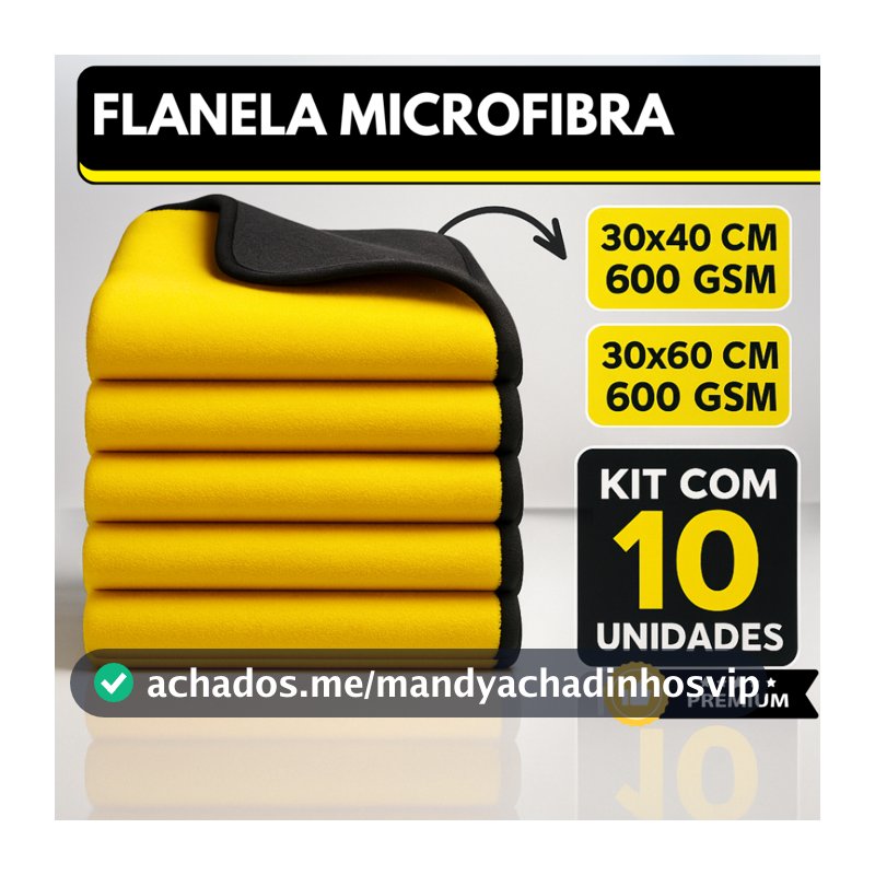 Kit 10 Pano Flanela Microfibra Automotiva 600GSM Premium Para Lavagem polimento de Carro