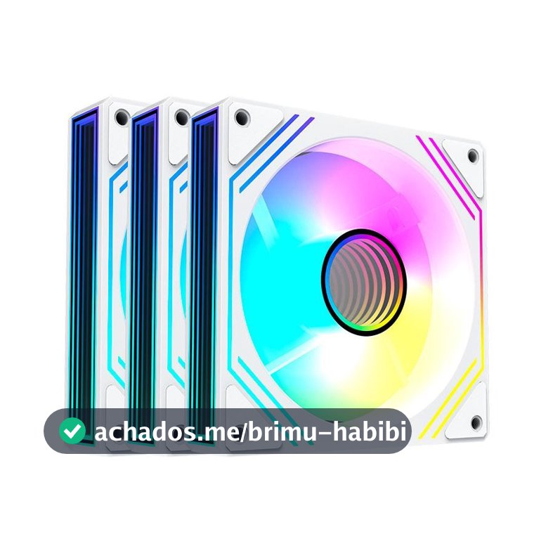 Kit Ventoinhas Acegeek Neon, ARGB, 3x120mm, Branco, AG-NEON3X1-WH