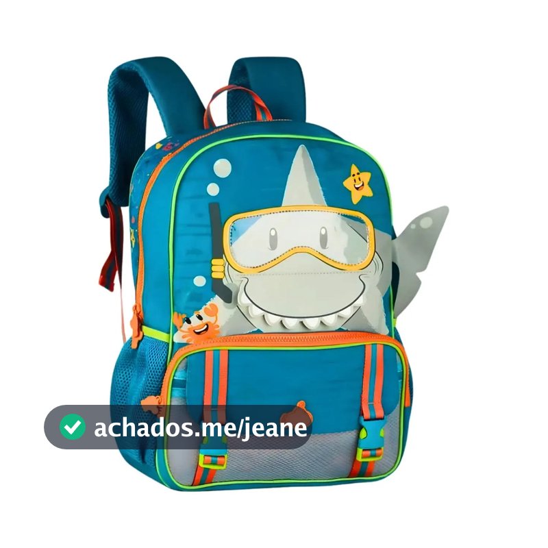 Mochila Costas Escolar Infantil Tubarão Creche Clube Passeio