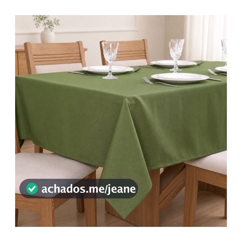 Toalha de Mesa Oxford Premium Liso 4 a 10 Lugares - Verde Musgo