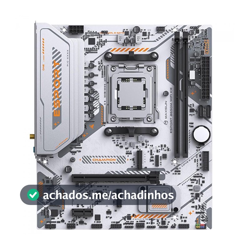 Placa Mãe Maxsun eSport B650M WiFi Ice, Chipset B650, AMD AM5, mATX, DDR5, Branco