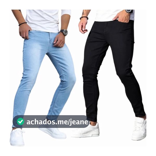 kit calças jeans  skinny masculina clara e preta algodão linha premium original NF