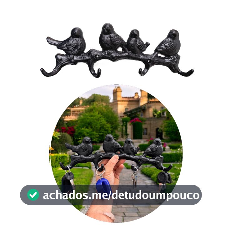 Gancho FAMILIA DE PÁSSAROS  Suporte Em Metal p/ Bolsas Chaveiros Porta Chaves Cabide Decoração Jardim