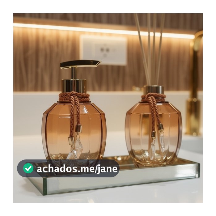 Kit Lavabo Luxo Vários Modelos Vidro 300ml Completo Com Bandeja Decoração Chique Casa Nova