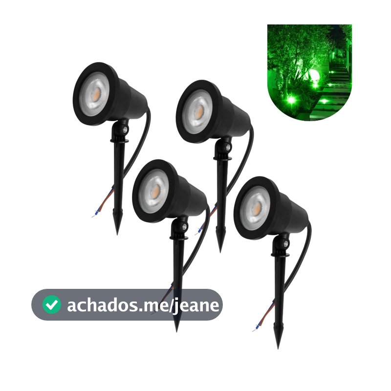 Kit 4 Luminária Espeto Lâmpada Led Jardim 5w Luz Verde