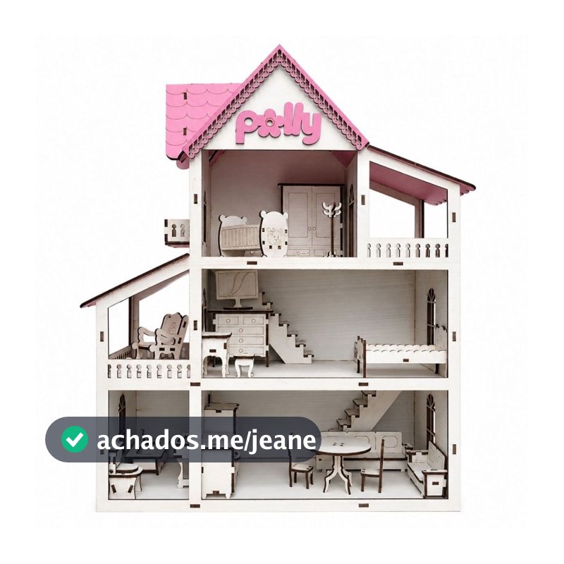 Kit Casinha de Boneca + 19 Miniatura Moveis com Parquinho em mdf Casa de Boneca Pequenas
