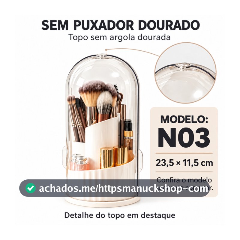 Organizador de Banheiro com Tampa Deslizante e Base Rotativa – 3 Espaços para Escovas de Dentes