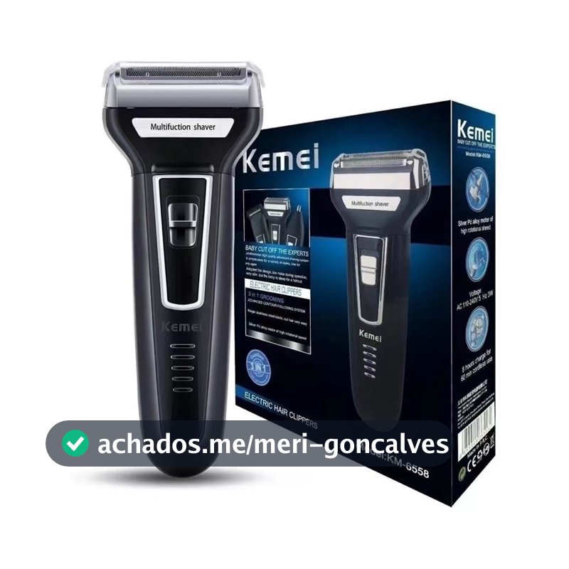 Maquina De Barbear Aparador Elétrico 3 Em 1 Kemei 6558