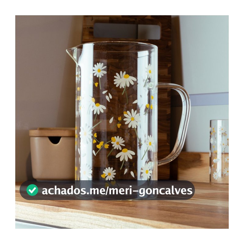 Jarra de Vidro Borossilicato Sunflower 1,2L Estampa Floral - Wolff