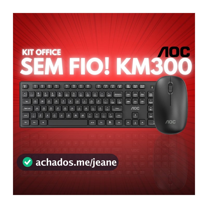Kit Mouse e Teclado Sem Fio Escritório SILENCIOSO Office Trabalho Português Abnt2 AOC KM300