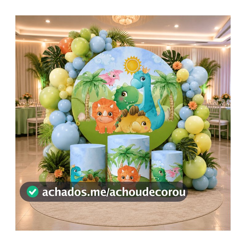 Trio Capas Cilindros + Painel Tema Dino Veste Fácil