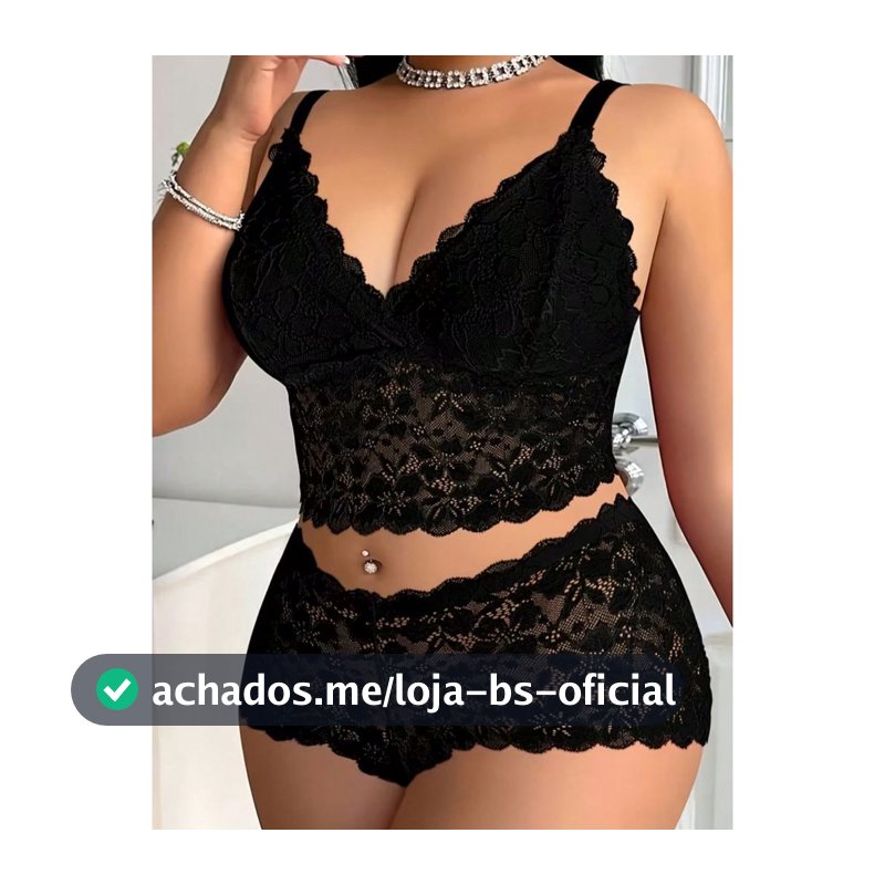 Conjunto Lingerie Espera Marido Plus Size Renda Calcinha Calesson