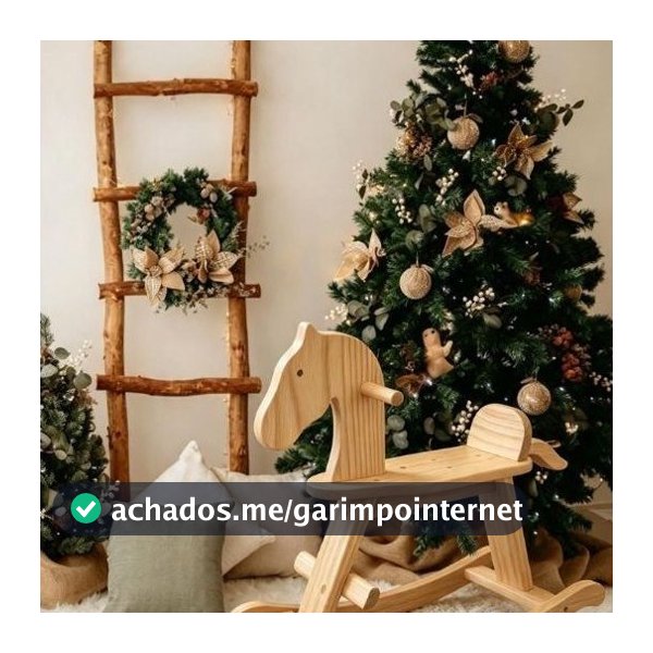 Cavalinho de Balanço Madeira Natural | Ensaio de Natal Infantil | Brinquedo Decoração Fotografia