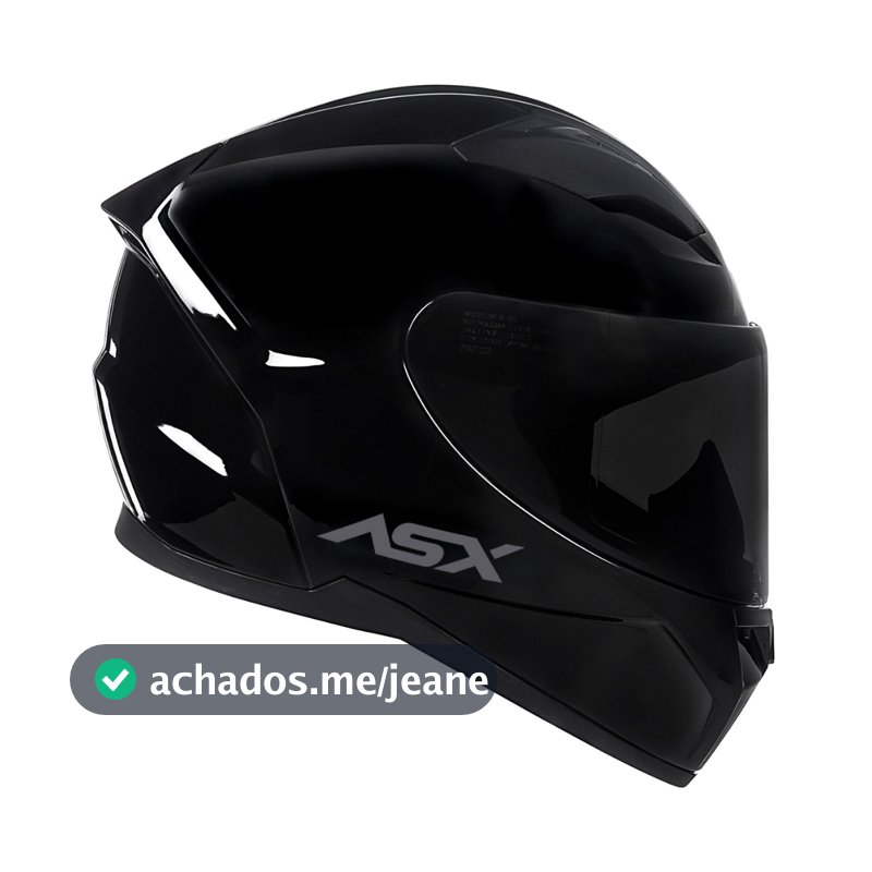 Capacete Masculino Moto ASX City Preto Solid Brilho