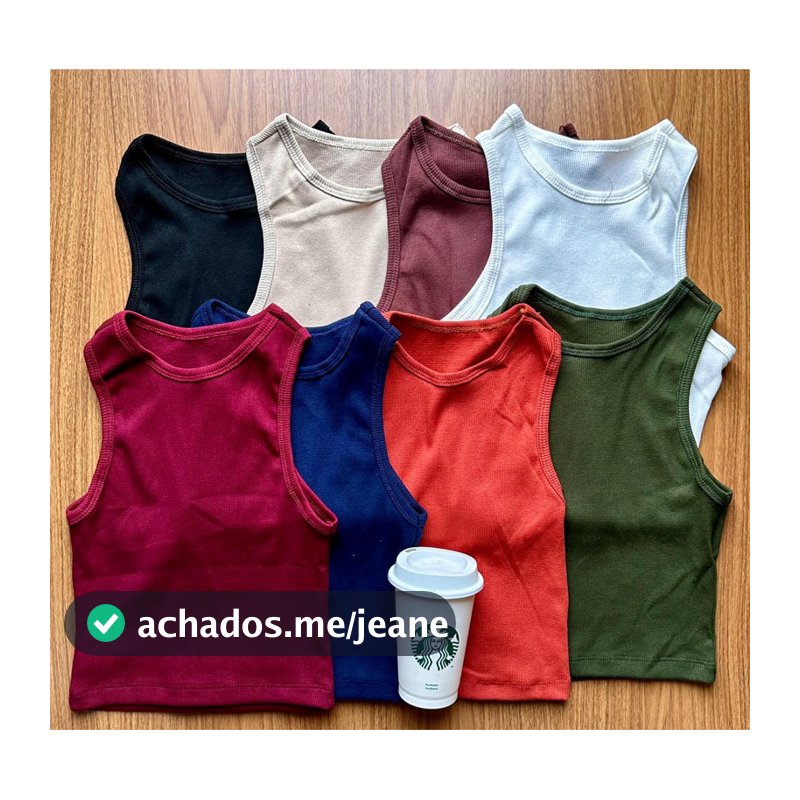 Cropped Regata Feminino  Ribana Canelada Blusinha canelada Regata Nadadora Regatinha Malha Algodão Zara Varias Cores