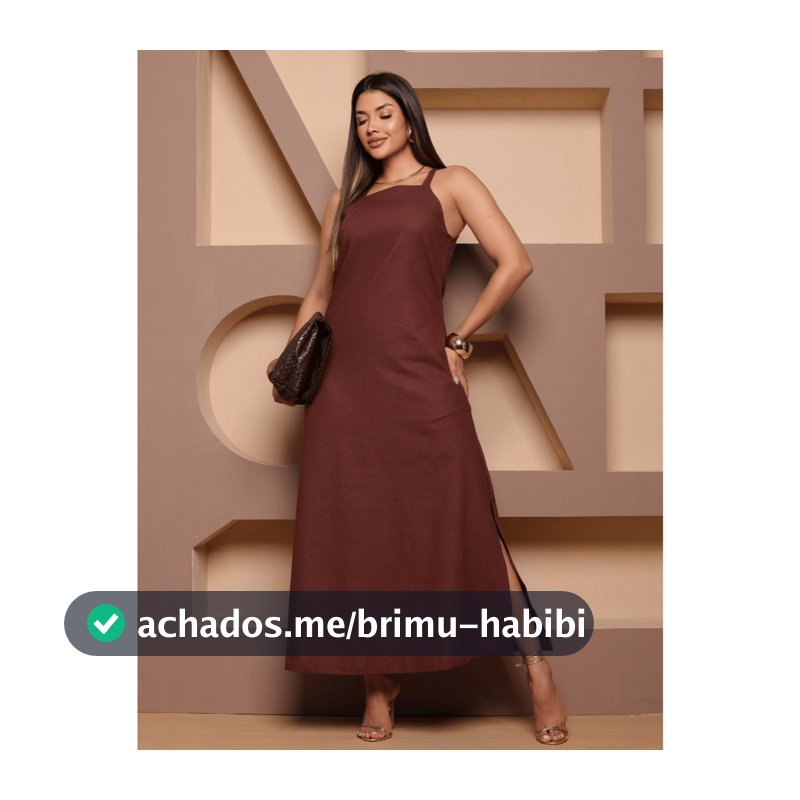 Vestido Longo de Linho Alça Fina com Fenda Elegante Festa Casual Chic