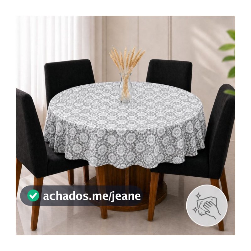 Toalha De Mesa Redonda Plástico Cristal Estampado