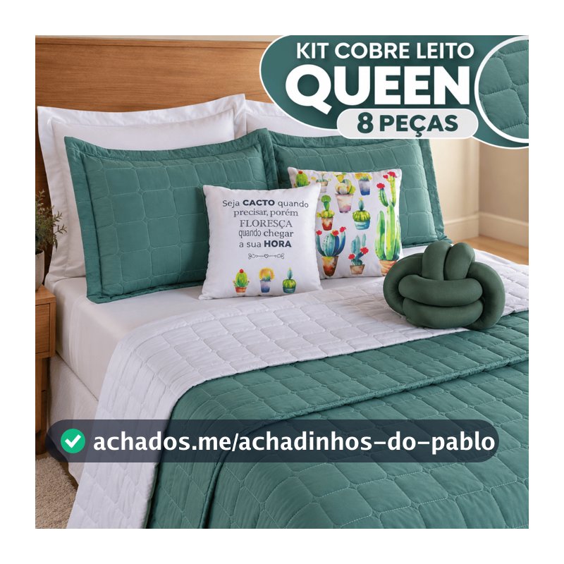 Kit Cobre Leito Dupla Face Paris Queen 08 Peças Cama Posta Blogueira Várias Combinações