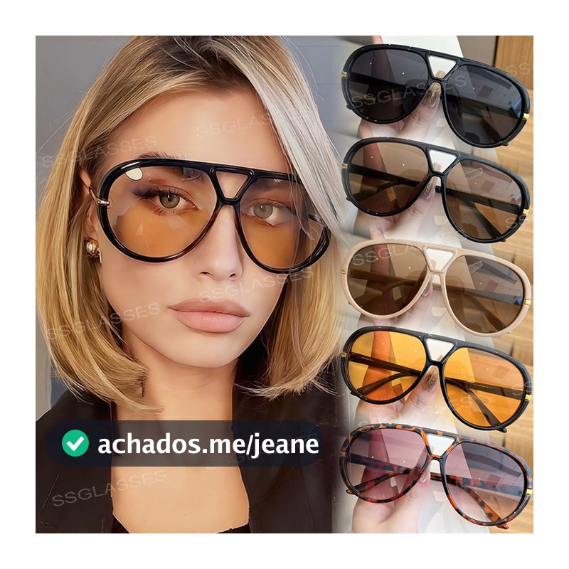 Óculos De Sol Retrô Piloto De Armação Grande Para Mulheres E Homens Redondos De Feixe Duplo Resistentes A UV