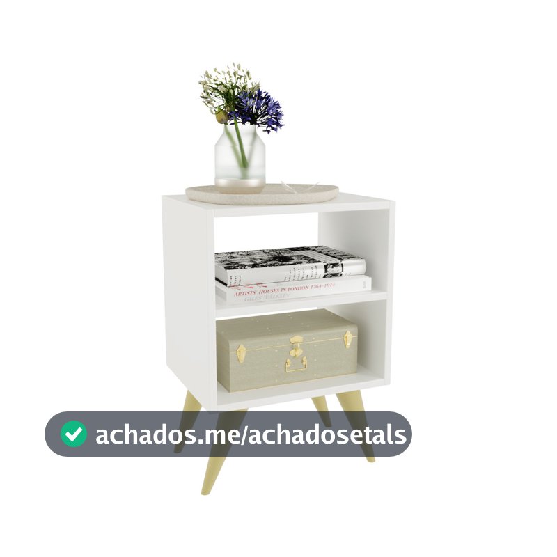 Mesa de Cabeceira Retrô Compacta com Nicho para Quarto Sala Casal ou Solteiro Palma