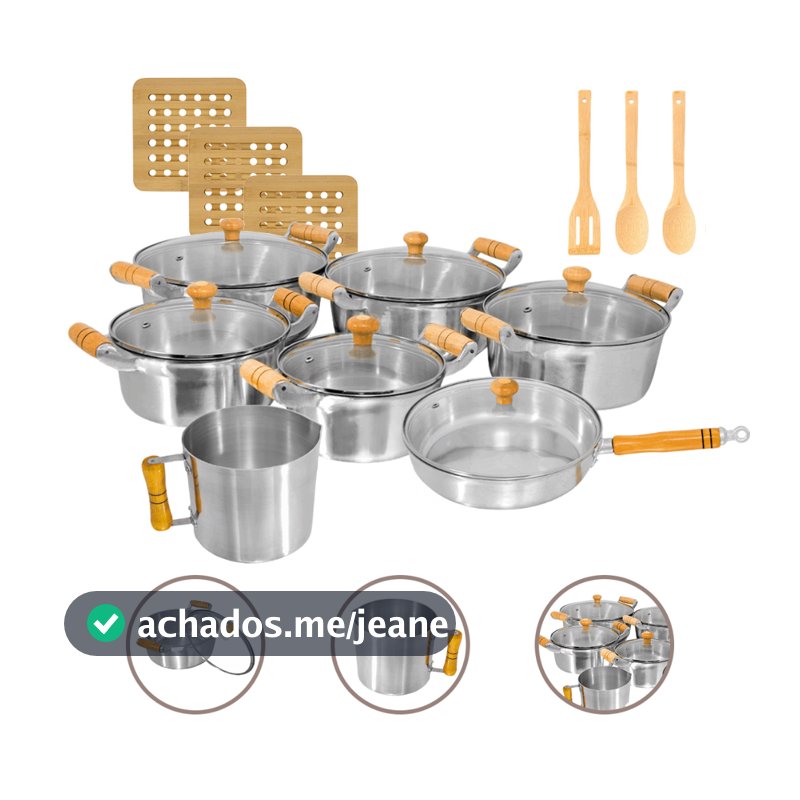 Jogo de Panelas Completo 13 Peças Alumínio Fundido Grosso Batido Polido