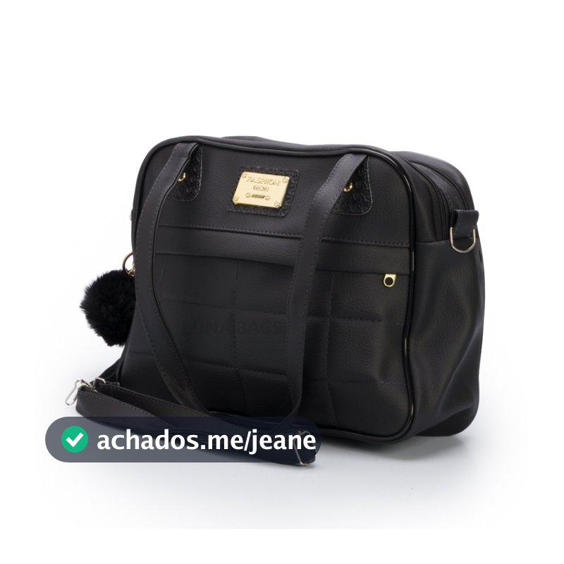 Bolsa Feminina Media 2 Divisorias Com Alça Extra Transversal Regulavel + Chaveiro Pompom Luxo